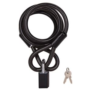 ProSource HD-HLL305LP-3L Cable Lock, Standard Shackle, 11/32 in Dia Shackle, 1-3/8 in H Shackle, Steel Shackle, Black