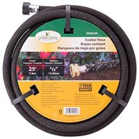 Landscapers Select HOSE-25-B-53L Soaker Hose, 25 ft L, Brass Male and Female Couplings, Rubber, Black 