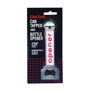 Chef Craft 20157 Bottle Opener and Can Tapper, Steel, Plastic Handle, 5-1/2 in OAL