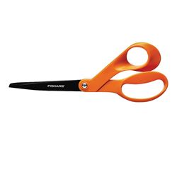 FISKARS 99977097J Non- Stick Scissor, 8 in OAL, 3-1/16 in L Cut, Stainless Steel Blade, Ergonomic Handle, Orange Handle 