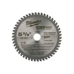 Milwaukee 48-40-4075 Circular Saw Blade, 5-3/8 in Dia, 20 mm Arbor, 50-Teeth, Tungsten Carbide Cutting Edge 