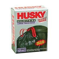 Husky HK33DS042B Trash Bag, 33 gal Capacity, Poly, Black 
