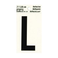 Hy-Ko RV-25/L Reflective Letter, Character: L, 2 in H Character, Black Character, Silver Background, Vinyl, Pack of 10 