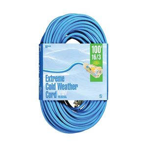 Woods 2436 Extension Cord, 16 AWG Cable, 100 ft L, 10 A, 125 V, Bright Blue