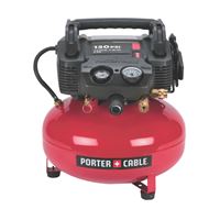 Porter-Cable C2002-WK Electric Air Compressor Kit, Tool Only, 6 gal Tank, 0.8 hp, 120 V, 150 psi Pressure, 2.6 scfm Air 