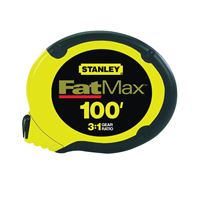 STANLEY 34-130 Measuring Tape, 100 ft L Blade, 3/8 in W Blade, Stainless Steel Blade, ABS Case, Black/Yellow Case 