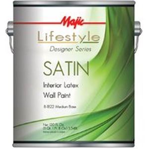 Majic Paints 8-1822-1 Interior Paint, Satin Sheen, Medium, 1 gal, Can, 350 sq-ft Coverage Area, Pack of 4