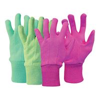 Boss 419 Protective Gloves, Knit Wrist Cuff, Polyester, Blue/Green/Pink 