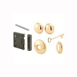 Prime-Line E 2437 Case Lock and Keeper, Skeleton Key, Die-Cast Steel, Brass, 2-1/2 in Backset