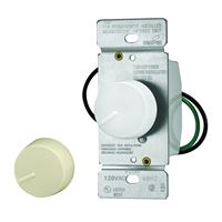 Eaton Wiring Devices RI061-VW-K2 Rotary Dimmer, 120 V, 600 W, Halogen, Incandescent Lamp, Single-Pole, Ivory/White 