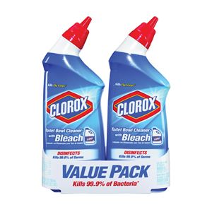 Clorox 00273 Toilet Bowl Cleaner, 24 oz, Liquid, Bleach, Crisp, Floral, Clear/Pale Green 6 Pack