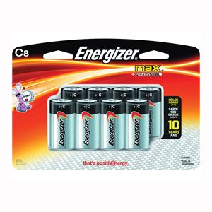 Energizer E93BP-8H Battery, 1.5 V Battery, 8350 mAh, C Battery, Alkaline, Manganese Dioxide, Zinc