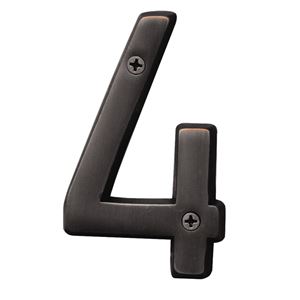 HY-KO Prestige Series BR-42OWB/4 House Number, Character: 4, 4 in H Character, Bronze Character, Solid Brass 3 Pack