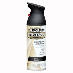 RUST-OLEUM UNIVERSAL 245198 Flat Spray Paint, Flat, Black, 12 oz, Aerosol Can