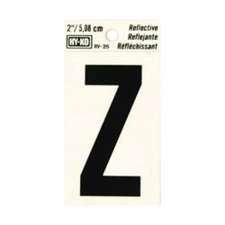 Hy-Ko RV-25/Z Reflective Letter, Character: Z, 2 in H Character, Black Character, Silver Background, Vinyl 10 Pack 
