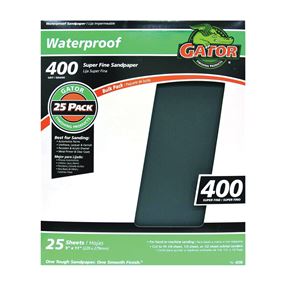 Gator 3281 Sanding Sheet, 11 in L, 9 in W, 400 Grit, Silicone Carbide Abrasive 25 Pack