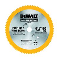 DeWALT DW9153 Circular Saw Blade, 6-1/2 in Dia, 5/8 in Arbor, 90-Teeth, Steel Cutting Edge 