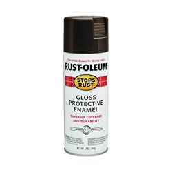 RUST-OLEUM STOPS RUST 248630 Protective Enamel Spray Paint, Gloss, French Roast, 12 oz, Aerosol Can 