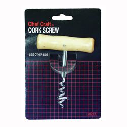 Chef Craft 20963 Corkscrew, 4 in, Steel/Wood, Chrome 