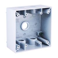 Hubbell 5337-1 Weatherproof Box, 5-Outlet, 2-Gang, Aluminum, White, Powder-Coated 