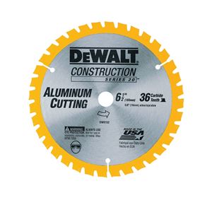 DeWALT DW9152 Circular Saw Blade, 6-1/2 in Dia, 5/8 in Arbor, 36-Teeth, Carbide Cutting Edge