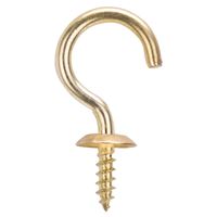 ProSource LR394 Cup Hook, 1/2 in Opening, 5 mm Thread, 1-1/4 in L, Brass, Brass, Pack of 20 