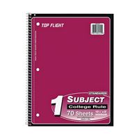 Top Flight WB705PFW Series 4510821 College Rule Notebook, Micro-Perforated Sheet, 70-Sheet, Wirebound Binding, Pack of 24 