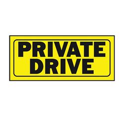 HY-KO 23007 Fence Sign, Rectangular, PRIVATE DRIVE, Black Legend, Yellow Background, Plastic 5 Pack 