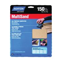 Norton MultiSand 07660747720 Sanding Sheet, 11 in L, 9 in W, Fine, 150 Grit, Aluminum Oxide Abrasive, Paper Backing 