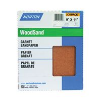 Norton WoodSand 07660705506 Sanding Sheet, 11 in L, 9 in W, Medium, 120 Grit, Garnet Abrasive, Paper Backing 