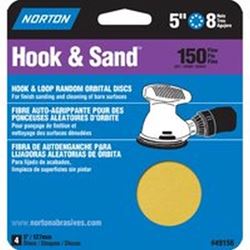 NORTON 49156 Sanding Disc, 5 in Dia, Coated, P150 Grit, Fine, Aluminum Oxide Abrasive, C-Weight Paper Backing 