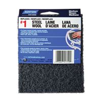 Norton 01729 Steel Wool, 4-3/8 in L, 5-1/2 in W, #1 Grit, Medium, Charcoal 