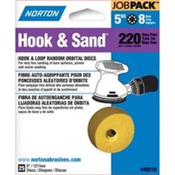 NORTON 49218 Sanding Disc, 5 in Dia, Coated, P220 Grit, Very Fine, Aluminum Oxide Abrasive, C-Weight Paper Backing 