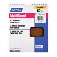 Norton MultiSand 07660768108 Sanding Sheet, 11 in L, 9 in W, Coarse, 60 Grit, Aluminum Oxide Abrasive, Paper Backing 