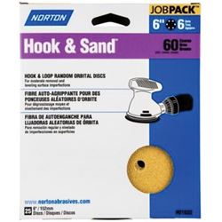 NORTON Hook & Sand 07660701636 Vacuum Disc, 6 in Dia, P80 Grit, Coarse, Aluminum Oxide Abrasive, Paper Backing 