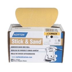 NORTON Stick & Sand 07660749236 Disc Roll, 5 in Dia, Coated, P100 Grit, Medium, Aluminum Oxide Abrasive, No-Hole 