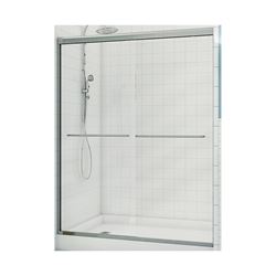 Maax Aura 135663-900-084 Sliding Shower Door, Clear Glass, Tempered Glass, Semi Frame, 2-Panel, Glass, 1/4 in Glass 