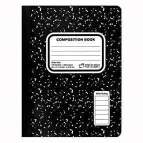 Top Flight MB100 Series 4511923 Marbled Composition Book, 100-Sheet, Sewn Binding, Pack of 6