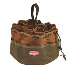 Bucket Boss 25001 Parachute Bag, 10 in W, 10 in D, 6-1/2 in H, 19-Pocket, Canvas, Brown 