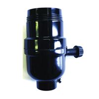 Jandorf 60545 On/Off Turn Knob Lamp Socket, 250 V, 250 W, Phenolic Housing Material, Black 
