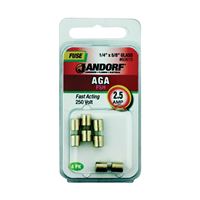 Jandorf 60615 Fast Acting Fuse, 2.5 A, 250 V, 100, 200 A Interrupt, Glass Body 