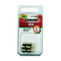 Jandorf 60616 Fast Acting Fuse, 3 A, 250 V, 100, 200 A Interrupt, Glass Body 