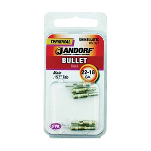 Jandorf 60927 Bullet Terminal, 600 V, 22 to 18 AWG Wire, Copper Contact