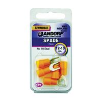 Jandorf 60997 Spade Terminal, 600 V, 12 to 10 AWG Wire, #10 Stud, Vinyl Insulation, Copper Contact, Yellow 