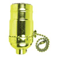 Jandorf 60411 Pull Chain Lamp Socket, 250 V, 250 W, Brass Housing Material, Yellow 