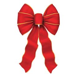 Holidaytrims 6910 Deluxe Bow, Red/Gold Braid Edge, Pack of 12 