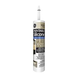 GE Paintable Silicone Supreme 2733730 Window & Door Sealant, White, 24 hr Curing, 10.1 fl-oz Cartridge, Pack of 12 