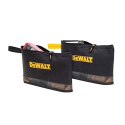 DeWALT DG5102 Multi-Purpose Zip Bag, 12 in W, 2-1/2 in D, 7 in H, 2-Pocket, Polyester, Black 