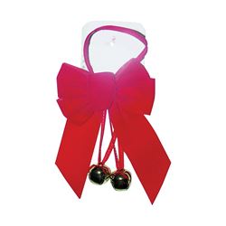 Holidaytrims 6803 Christmas Specialty Decoration, 1 in H, Sleigh Bell Bow, Velvet, Red, Pack of 24 