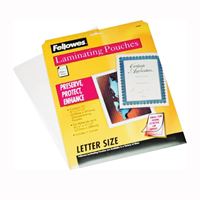 Centurion Fellowes 52005 Laminating Pouch, 11 in L, 8-1/2 in W, 3 mil Thick, Clear 